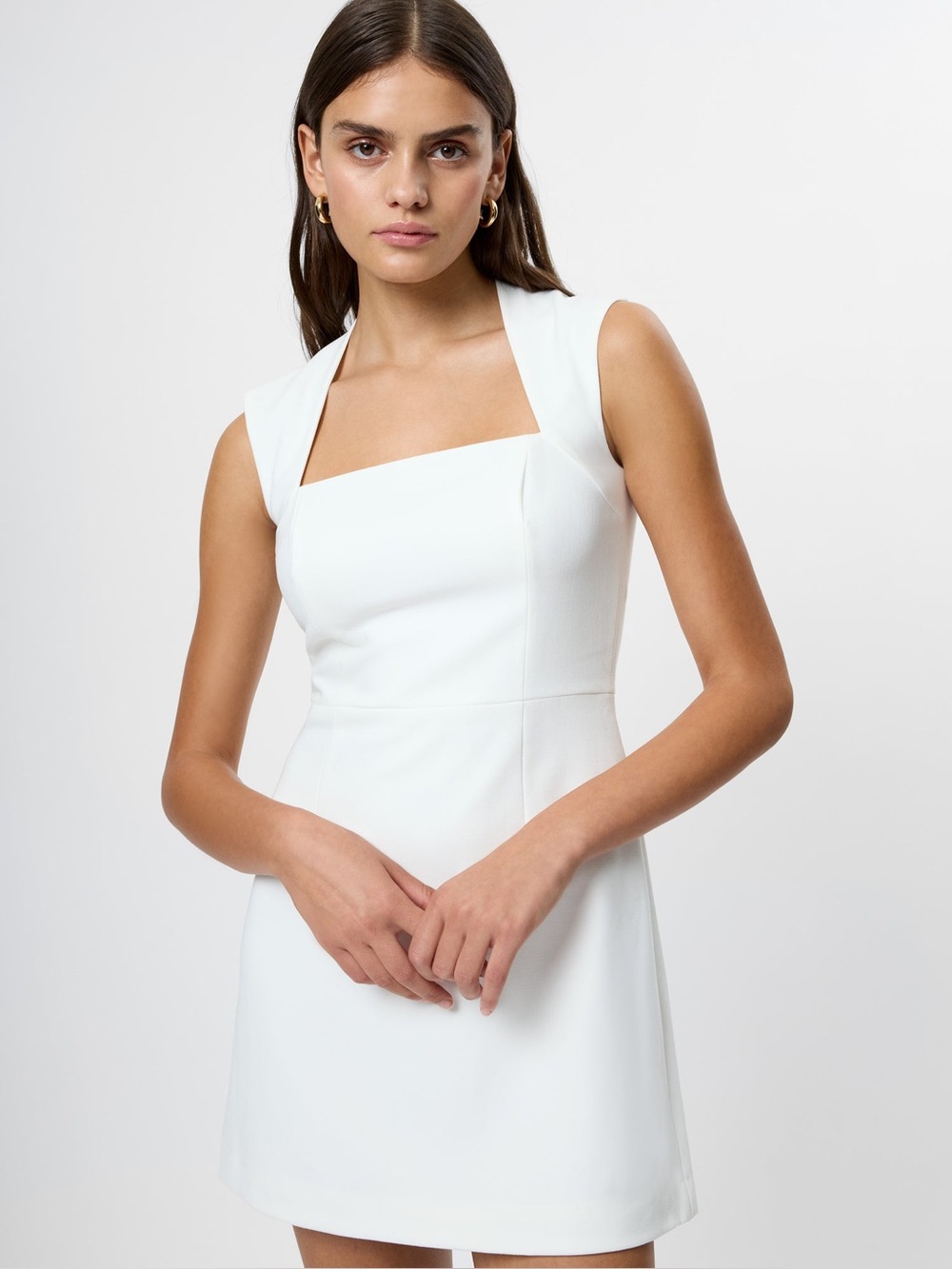 French Connection Whisper Ruth Square Neck Mini Dress White Size 8 NWOT